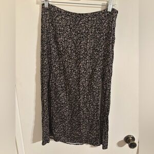 O’Neill black and tan floral midi skirt with slit